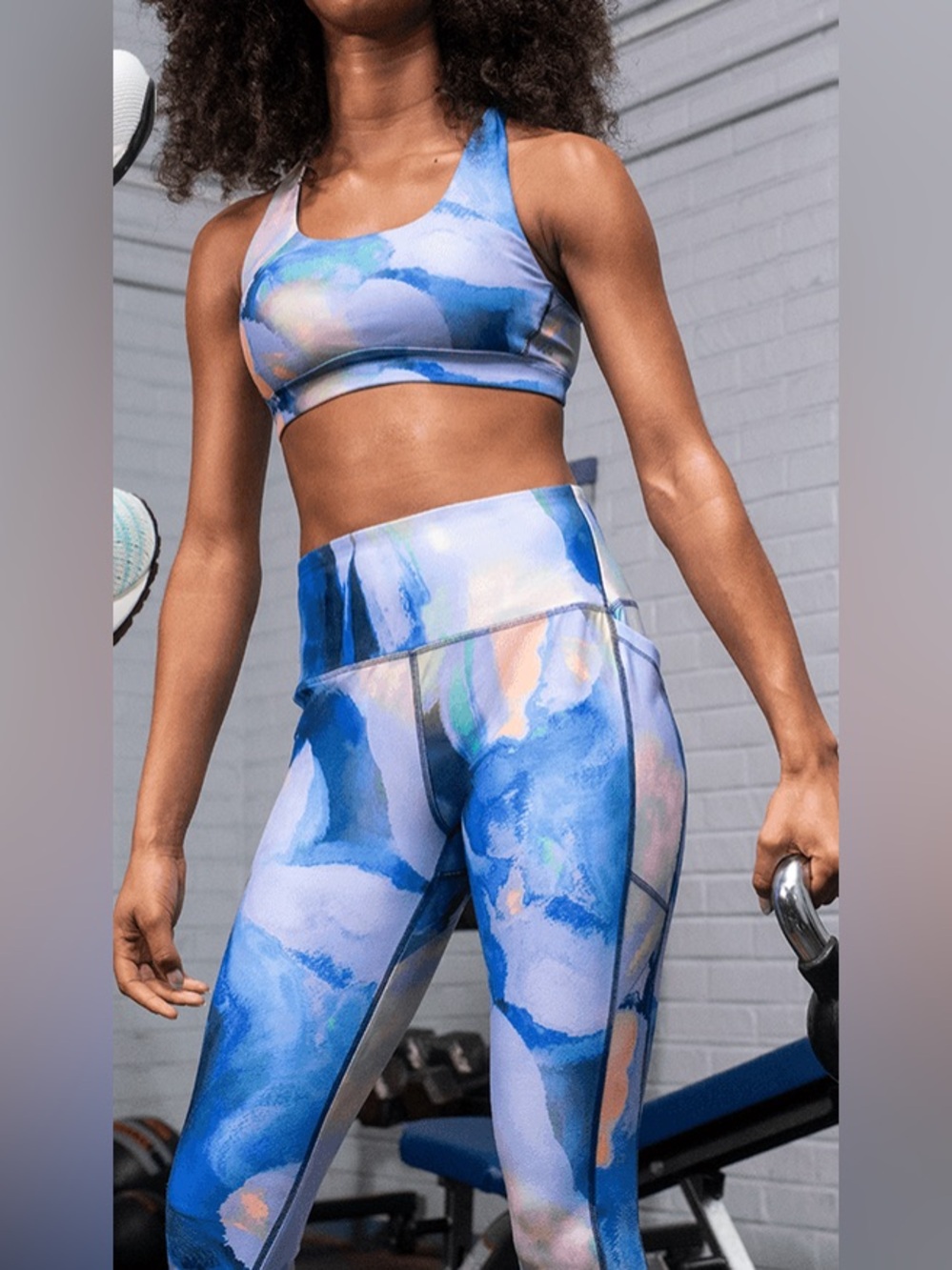 NWT DSG Performance High Rise 7/8 Leggings Side Pockets Watercolor Tie Dye Small